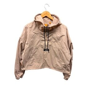 Timberland Anorak Jacket Women's Size M Pink Half Zip Hooded Windbreaker